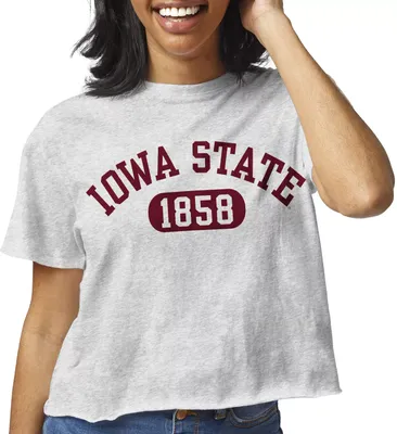 League-Legacy Women's Iowa State Cyclones Grey Clothesline Cotton Cropped T-Shirt