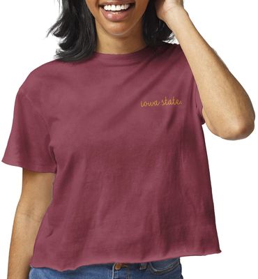 League-Legacy Women's Iowa State Cyclones Cardinal Clothesline Cotton Cropped T-Shirt