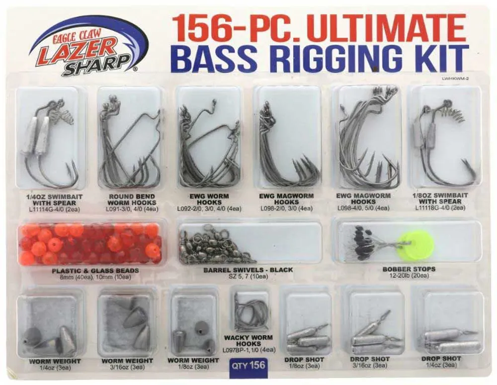 Dick's Sporting Goods Eagle Claw Lazer Sharp Ultimate Bass Terminal Tackle  Kit – 156 Pieces