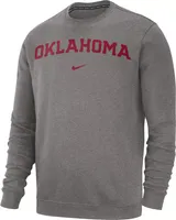 Nike Men's Oklahoma Sooners Grey Club Fleece Crew Neck Sweatshirt