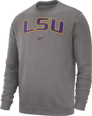 Nike Men's LSU Tigers Grey Club Fleece Crew Neck Sweatshirt