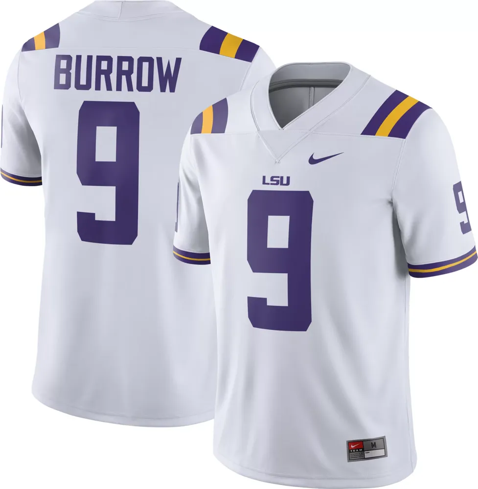 Nike Men's Joe Burrow LSU Tigers #9 Dri-FIT Game Football White Jersey