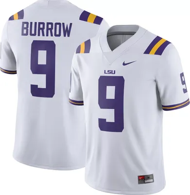 Nike Men's Joe Burrow LSU Tigers #9 Dri-FIT Game Football White Jersey