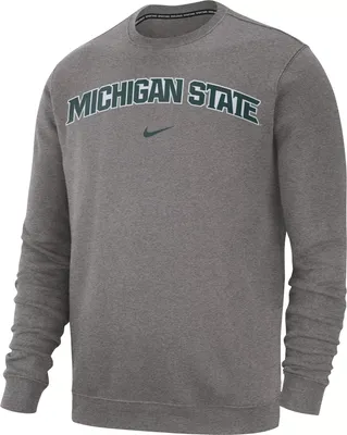 Nike Men's Michigan State Spartans Grey Club Fleece Crew Neck Sweatshirt