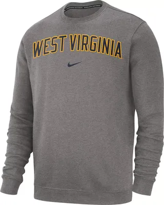 Nike Men's West Virginia Mountaineers Grey Club Fleece Crew Neck Sweatshirt