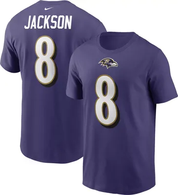 Nike Men's Baltimore Ravens Lamar Jackson Logo Purple T-Shirt