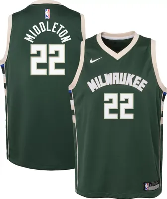Nike Youth Milwaukee Bucks Khris Middleton #22 Green Dri-FIT Icon Swingman Jersey
