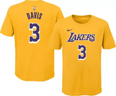 Nike Youth Los Angeles Lakers Anthony Davis #3 Gold Cotton T-Shirt