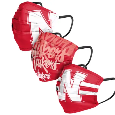 FOCO Adult Nebraska Cornhuskers 3-Pack Matchday Face Coverings