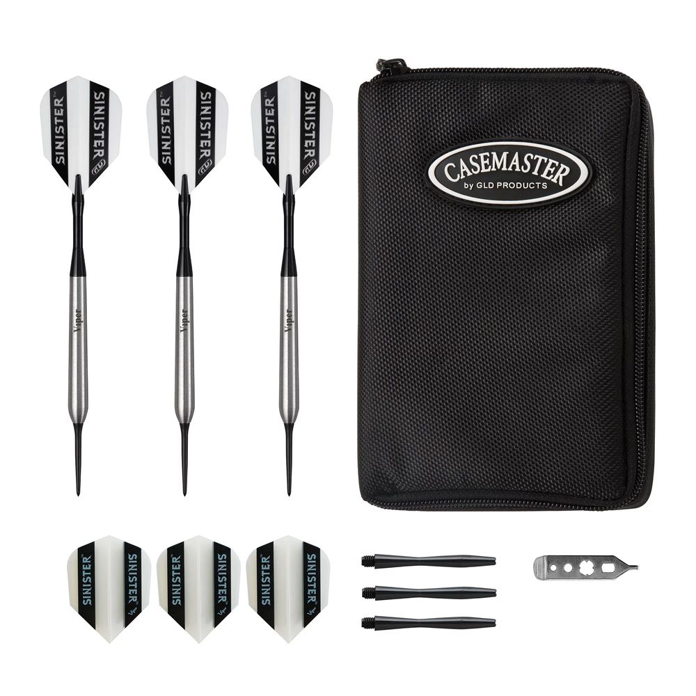 Viper Sinister 95% Tungsten Barrel 25g Steel Tip Darts & Casemaster Select Dart Case