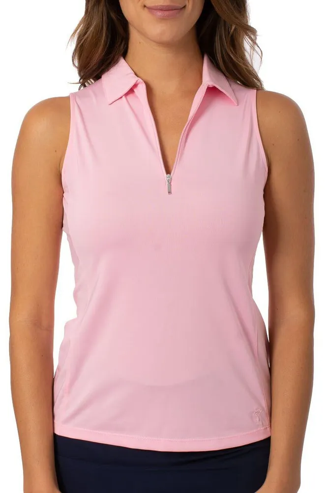 Golftini Women's Sleeveless Zip Tech Golf Polo