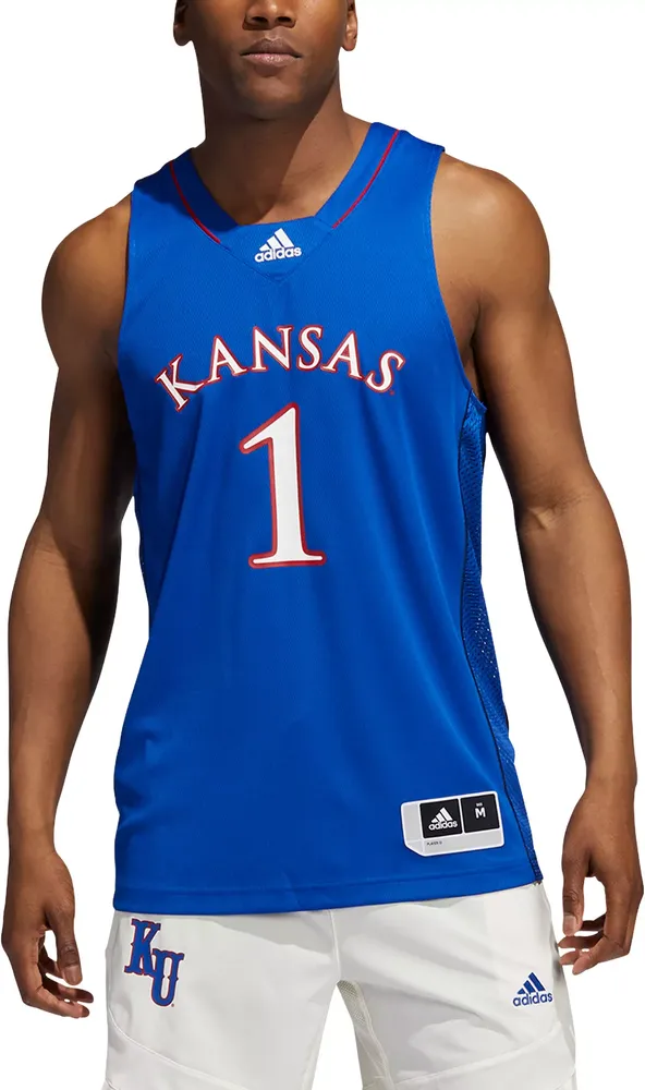 adidas Men's Kansas Jayhawks #1 Blue Swingman Replica Basketball Jersey