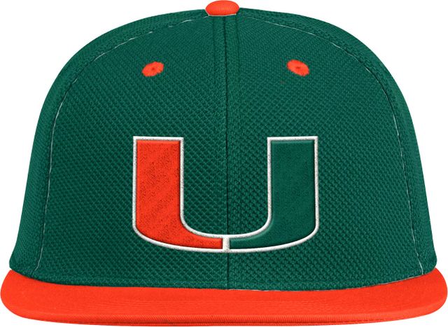 Men's adidas White Miami Hurricanes On-Field Baseball Fitted Hat