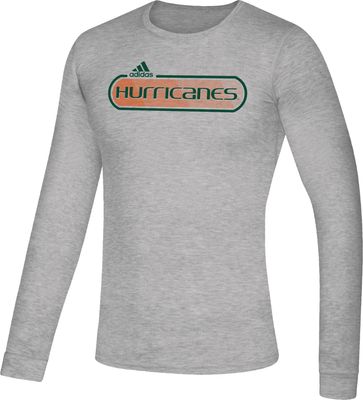 adidas Men's Miami Hurricanes Grey Creator Long Sleeve Performance T-Shirt