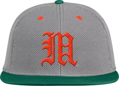 adidas Men's Miami Hurricanes Grey On-Field Baseball Fitted Hat