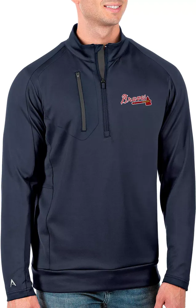 Antigua Men's Tall Atlanta Braves Generation Navy Half-Zip Pullover