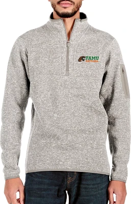 Antigua Men's Florida A&M Rattlers White Fortune Quarter-Zip Pullover Shirt