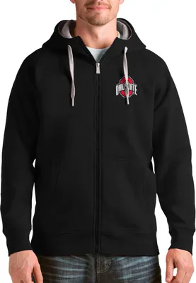 Antigua Men's Ohio State Buckeyes Black Victory Full-Zip Hoodie