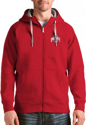 Antigua Men's Ohio State Buckeyes Scarlet Victory Full-Zip Hoodie