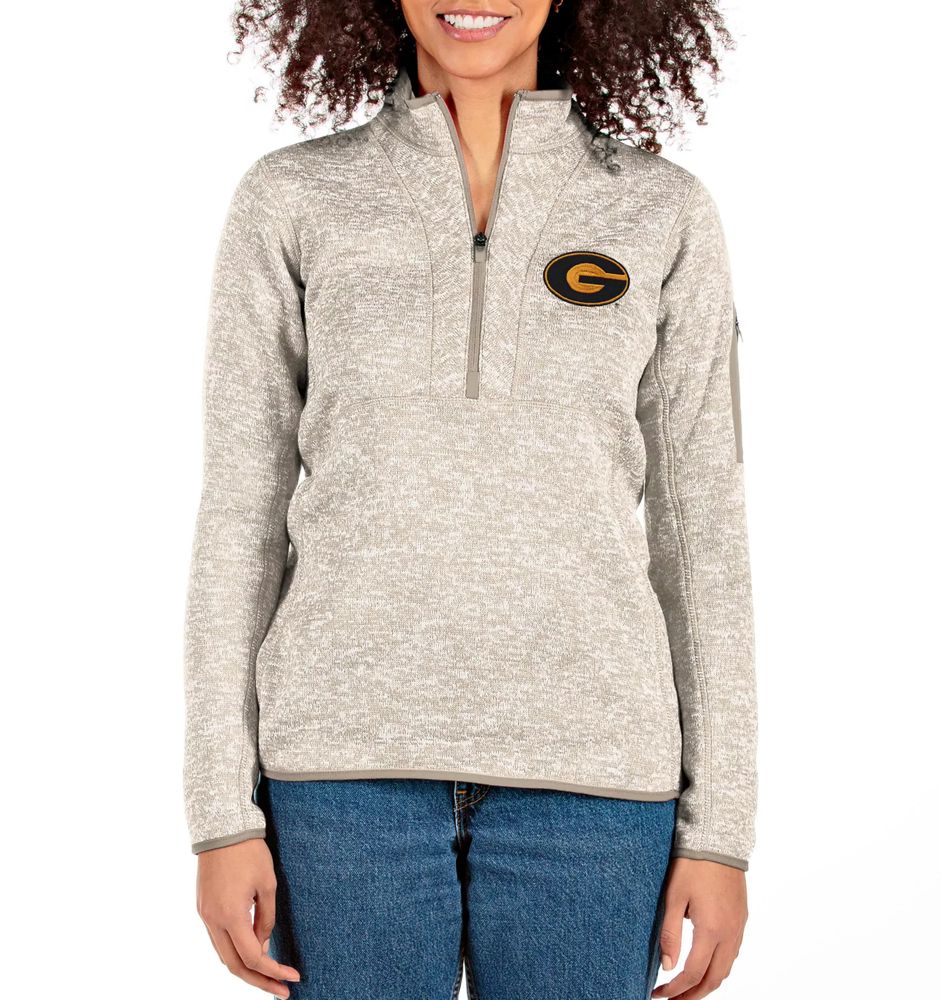 Antigua Women's Grambling State Tigers White Fortune 1/4 Zip Pullover