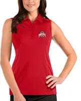 Antigua Women's Ohio State Buckeyes Scarlet Tribute Sleeveless Performance Polo