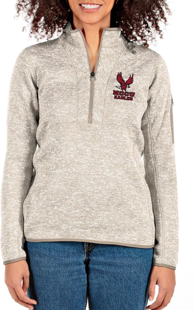 Antigua Women's North Carolina Central Eagles White Fortune 1/4 Zip Pullover