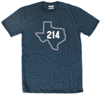 Where I'm From Adult Dallas 214 State Outline Navy T-Shirt