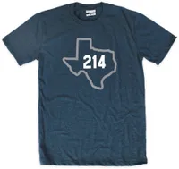 Where I'm From Adult Dallas 214 State Outline Navy T-Shirt