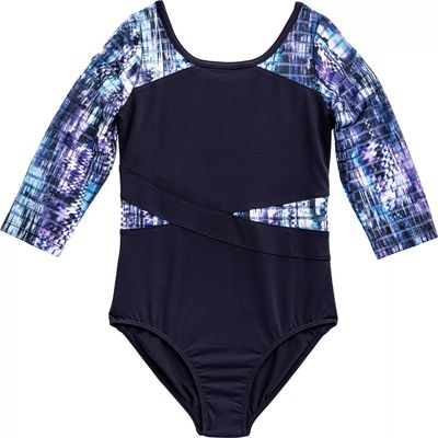 Rainbeau Moves Girls' Seismic Waves 3/4 Sleeve Mesh Leotard