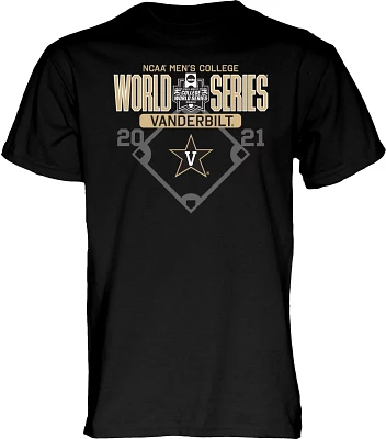 Blue 84 Men's Vanderbilt Commodores 2021 Men's College World Series Footwork Black T-Shirt