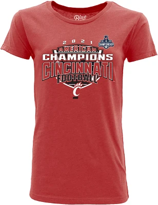 Blue 84 Women's 2021 American Athletic Football Champions Cincinnati Bearcats Locker Room T-Shirt