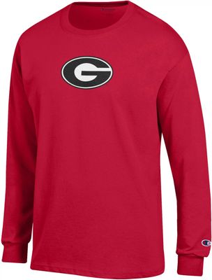 Champion Men's Georgia Bulldogs Red Wordmark Long Sleeve T-Shirt