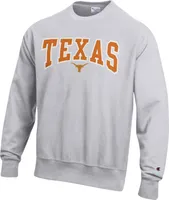 Champion Men's Texas Longhorns Grey Reverse Weave Crew Sweatshirt