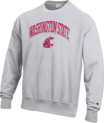 Champion Men's Washington State Cougars Grey Reverse Weave Crew Pullover Sweatshirt