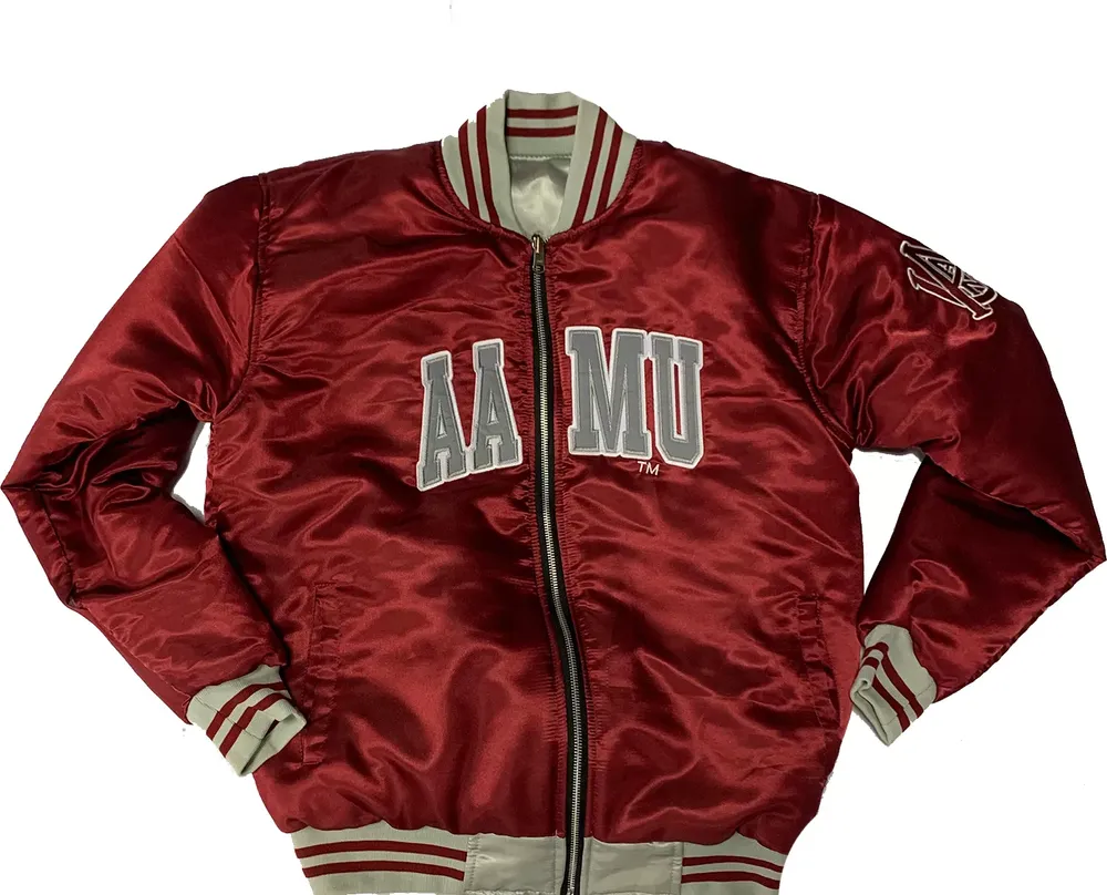 Tones of Melanin Alabama A&M Bulldogs Maroon Reversible Satin Jacket