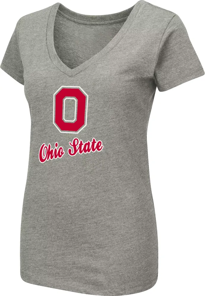 Colosseum Women's Ohio State Buckeyes Grey Dual Blend V-Neck T-Shirt