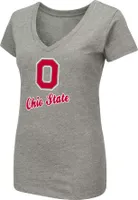 Colosseum Women's Ohio State Buckeyes Grey Dual Blend V-Neck T-Shirt