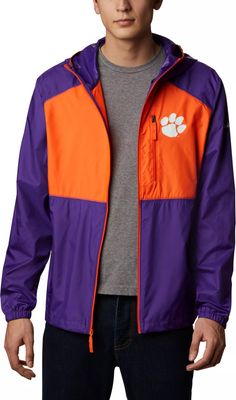 Columbia Men's Clemson Tigers Purple Flash Forward Full-Zip Jacket