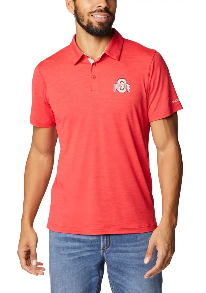 Columbia Men's Ohio State Buckeyes Scarlet Tech Trail Polo