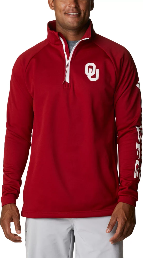 Columbia Men's Oklahoma Sooners Crimson PFG Terminal Tackle Quarter-Zip Pullover Shirt