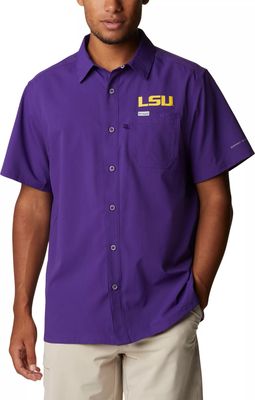 Columbia Men's LSU Tigers Purple Slack Tide Button-Down Shirt