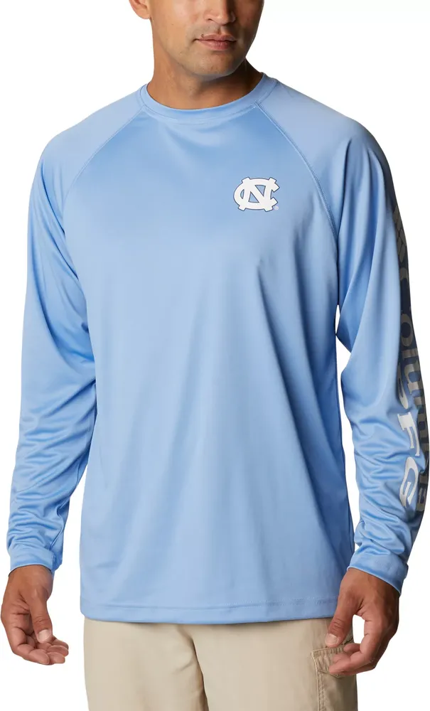 Columbia Men's North Carolina Tar Heels White Terminal Tackle Long Sleeve T-Shirt