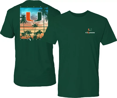 FloGrown Men's Miami Hurricanes Green Sunset Poster T-Shirt