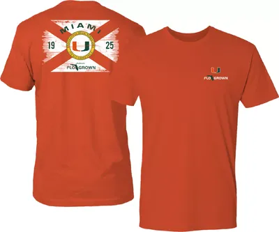 FloGrown Men's Miami Hurricanes Orange Washed Flag T-Shirt