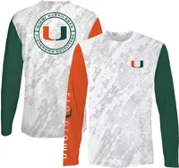 FloGrown Men's Miami Hurricanes Split Camo Long Sleeve White T-Shirt