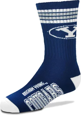 For Bare Feet Youth BYU Cougars 4-Stripe Deuce Socks