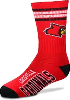 For Bare Feet Youth Louisville Cardinals 4-Stripe Deuce Socks