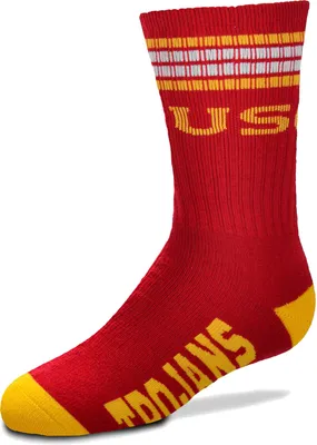 For Bare Feet Youth USC Trojans 4-Stripe Deuce Socks