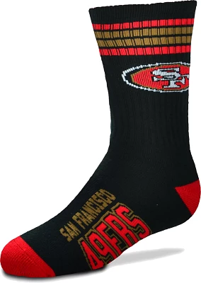 For Bare Feet Youth San Francisco 49ers 4-Stripe Deuce Crew Socks