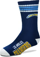 For Bare Feet Youth Los Angeles Chargers 4-Stripe Deuce Crew Socks